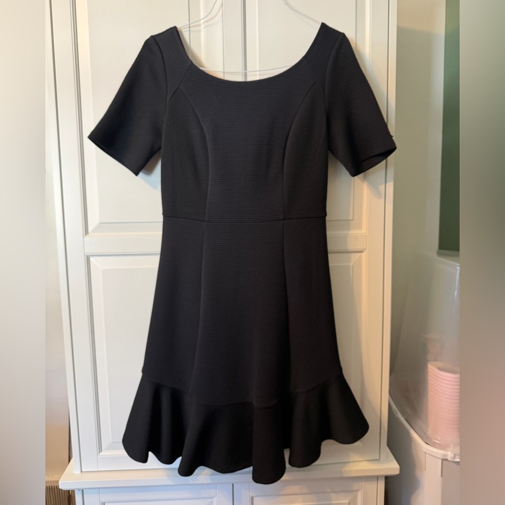 HD in Paris Black Textured “V Back” Midi Dress